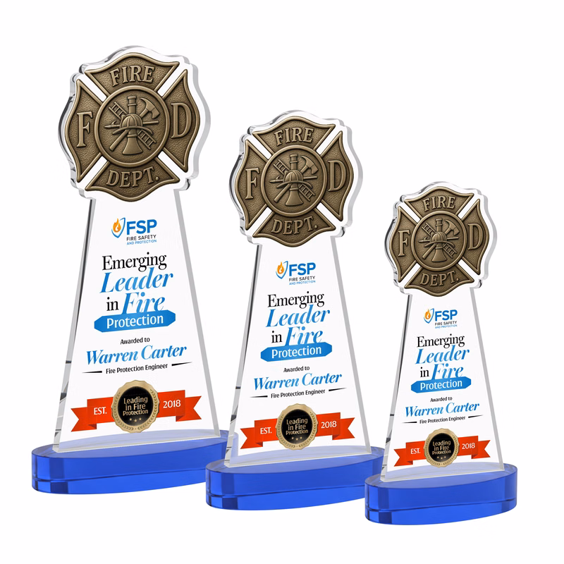 Fire Dept VividPrint™ Award on Alberton Base - Blue