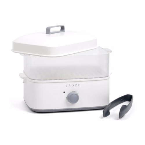 Zadro Towel Steamer with Tongs - White/Gray