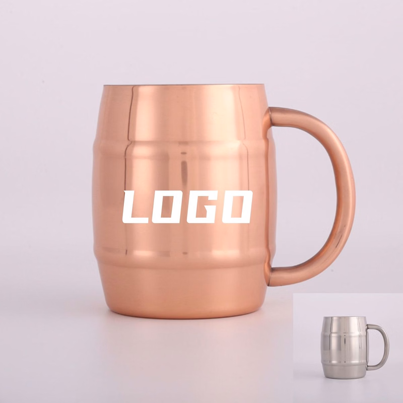 16oz Double Wall Stainless Steel Barrel Beer Stein