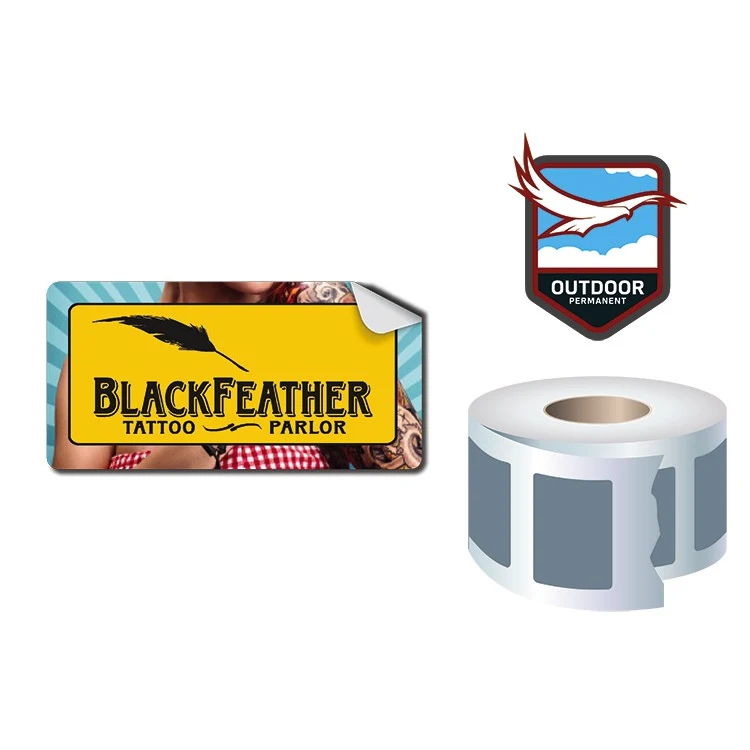 Roll Stickers / Decal - Outdoor Permanent - 2x1 Rectangle Shape 1