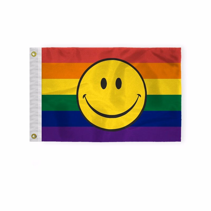 1ply Rainbow with smiley face Pride Flag