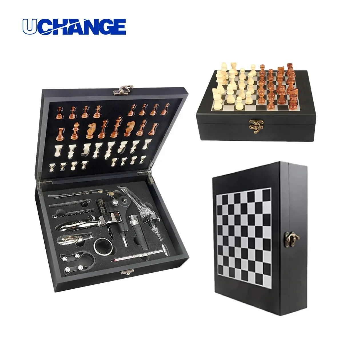 Wine Opener Gift Set with Chess Board – Elegant Wine Accessories Kit for Entertaining 1