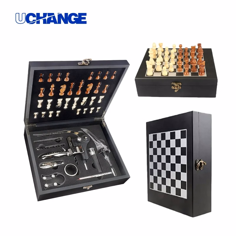 Wine Opener Gift Set with Chess Board – Elegant Wine Accessories Kit for Entertaining