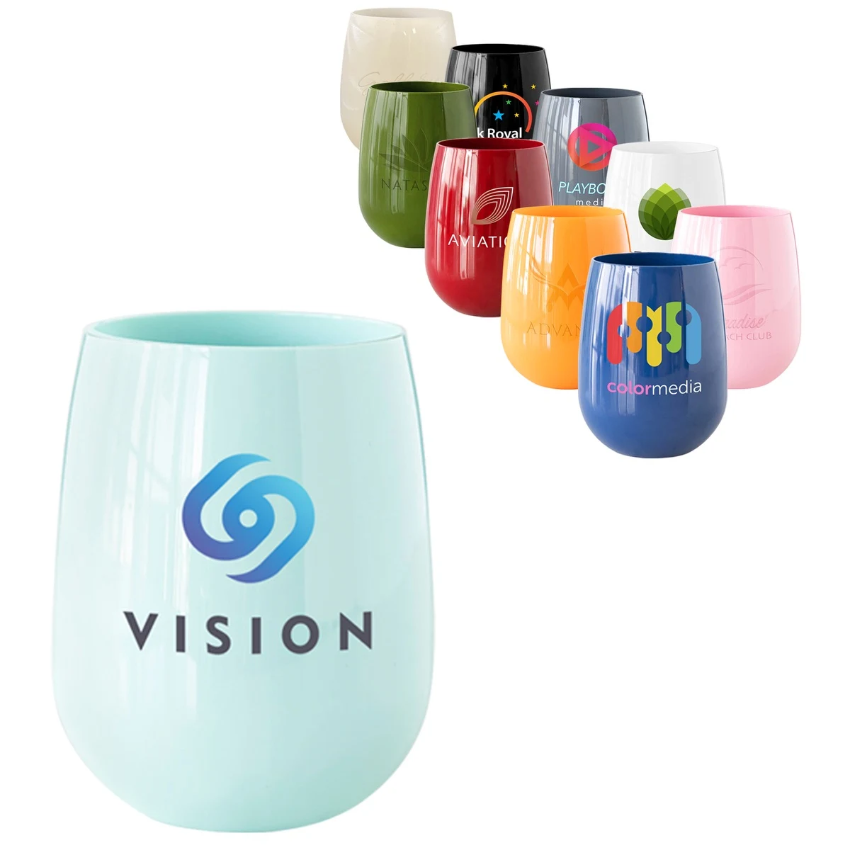 Symglass 12oz Colored Stemless Wine Glass 1
