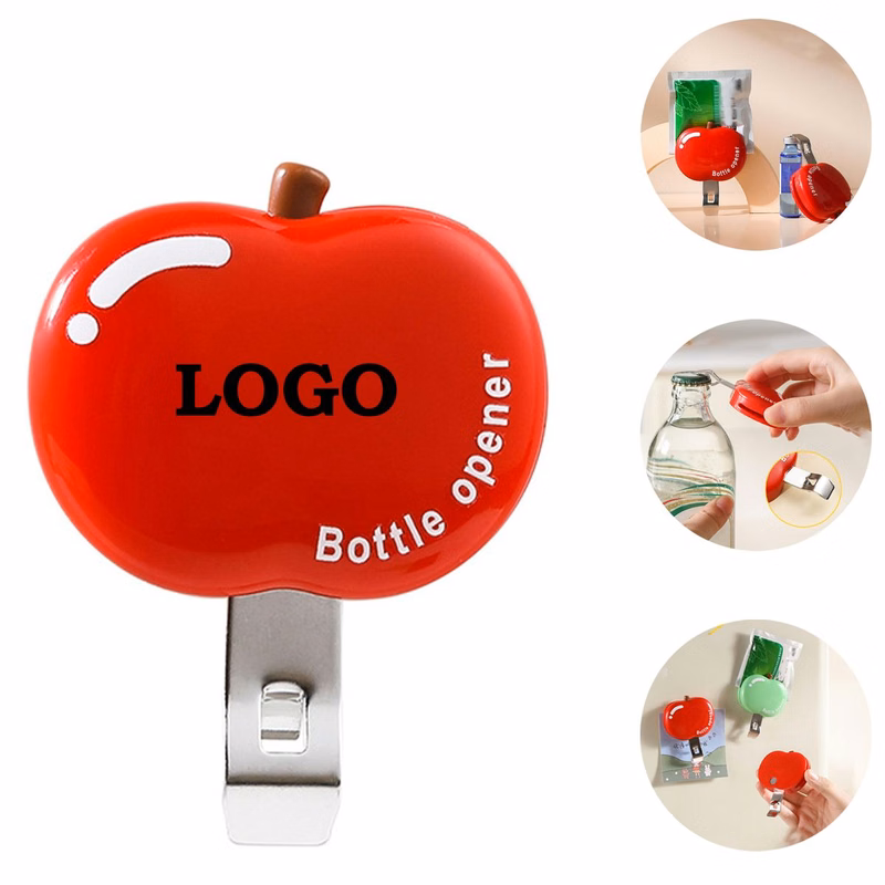 3 in 1 Apple Magnetic Bottle Opener Bag Clip Fridge Magnet