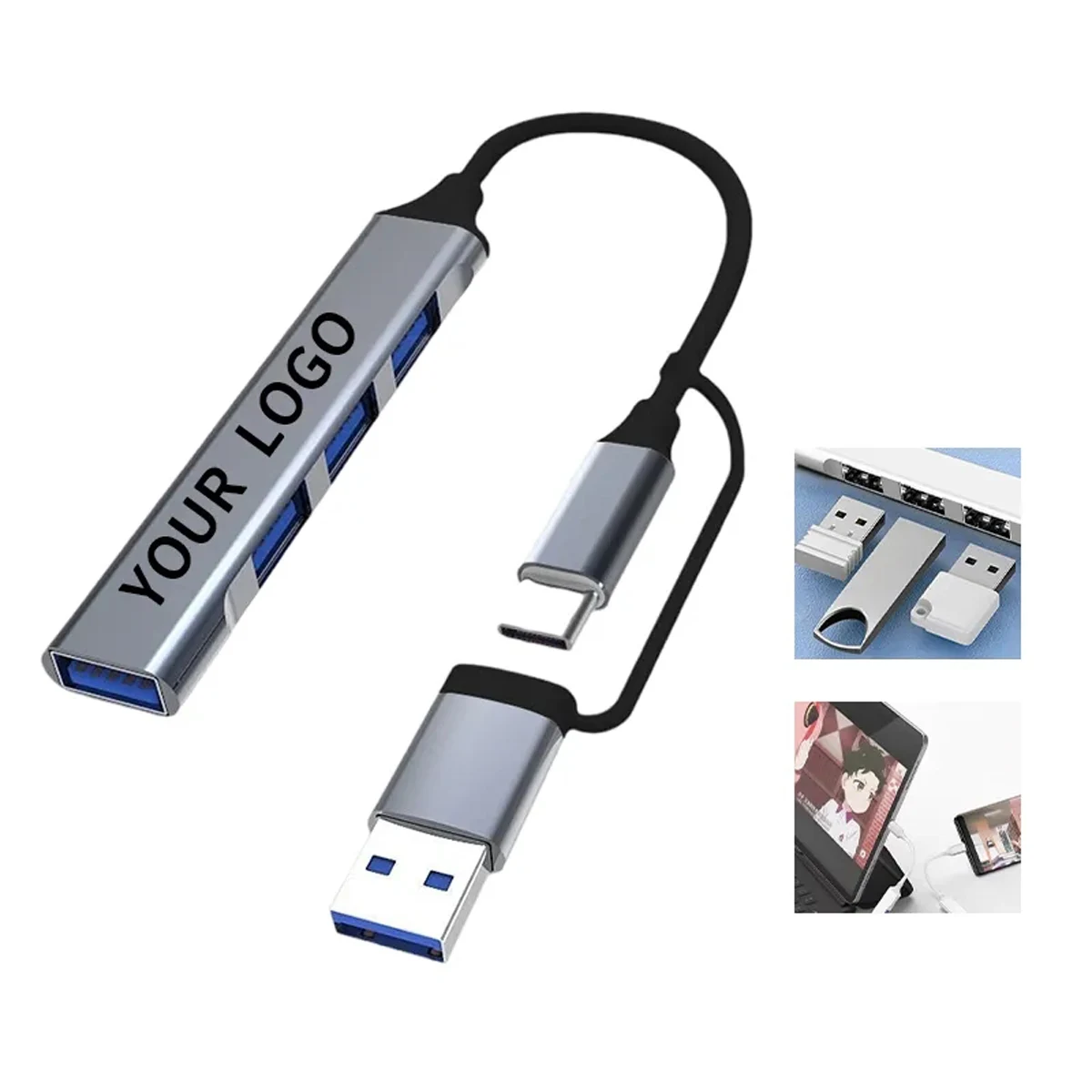 Aluminum USB Hub with USB C and USB 3.0 Ports 1
