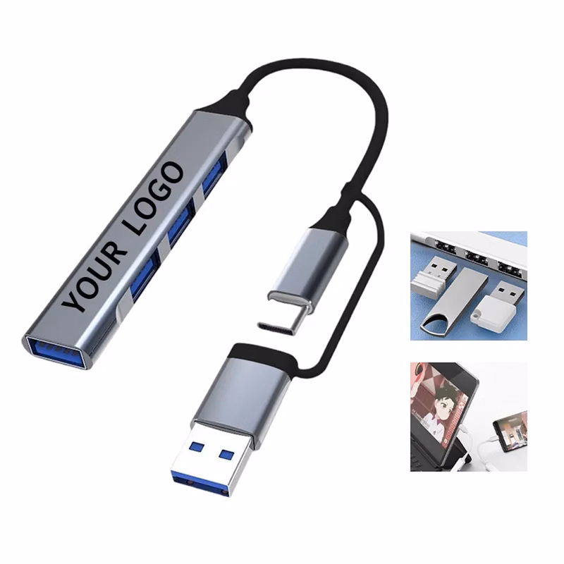 Aluminum USB Hub with USB C and USB 3.0 Ports