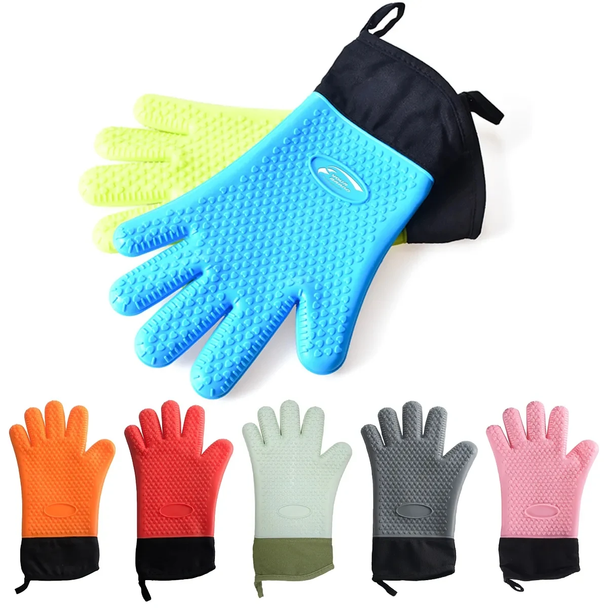 BBQ Grilling Heat-Resistant Kitchen Silicone Oven Mitts 1