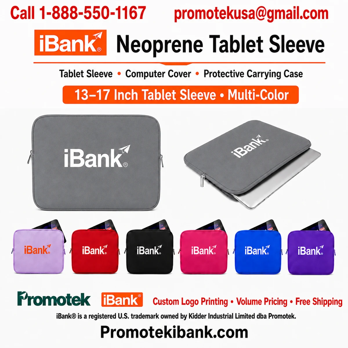 iBank ® 17" Neoprene Zippered Case 1
