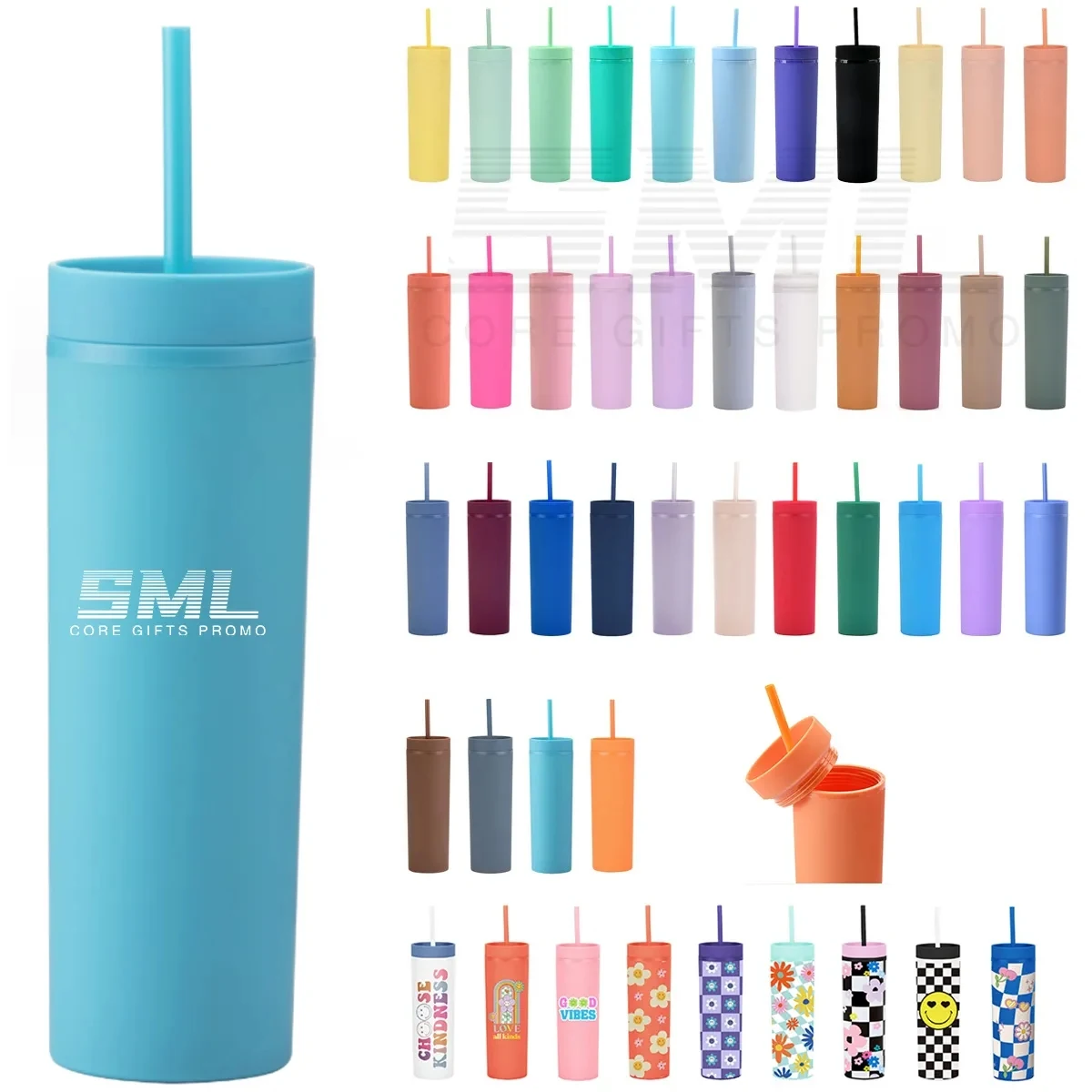 16 oz Colored Plastic Tumblers with Lids and Straws 1