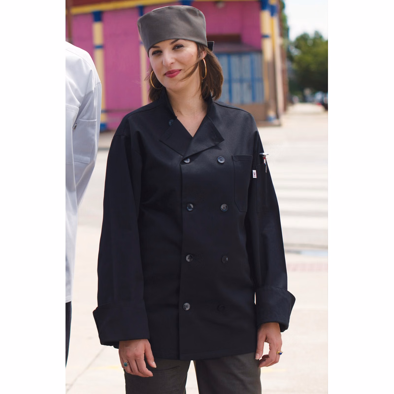 Classic 10 Button Chef Coat, Black 2XL-3XL