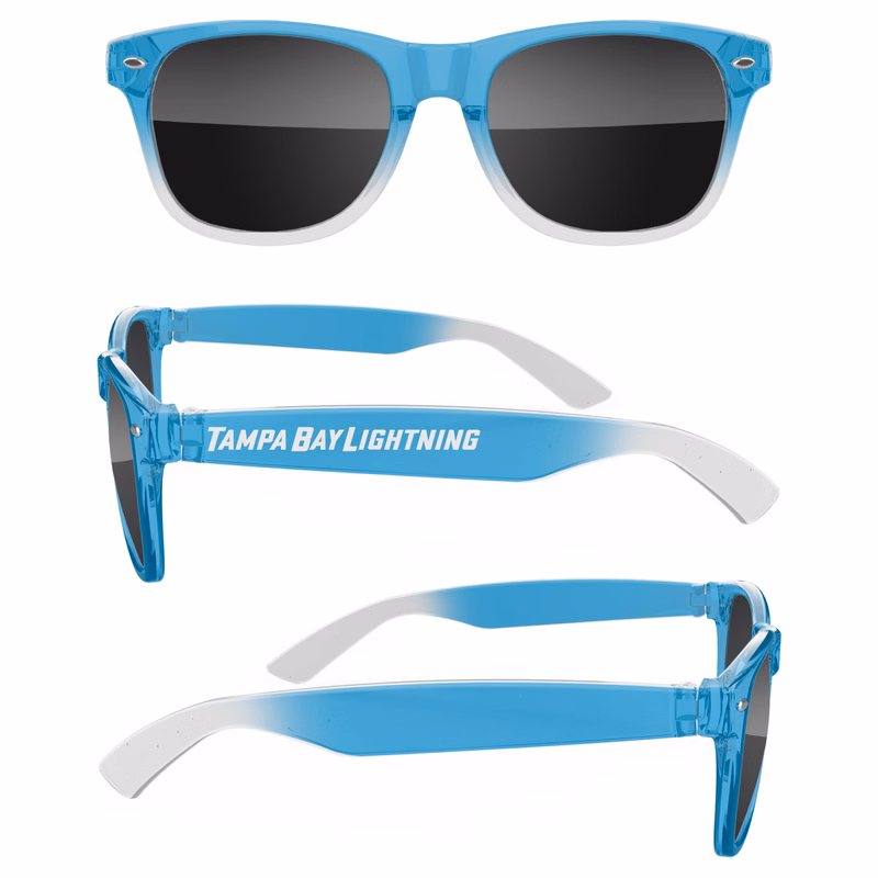 Gradient Clear Retro Sunglasses w/ 1-Color Temple Imprint