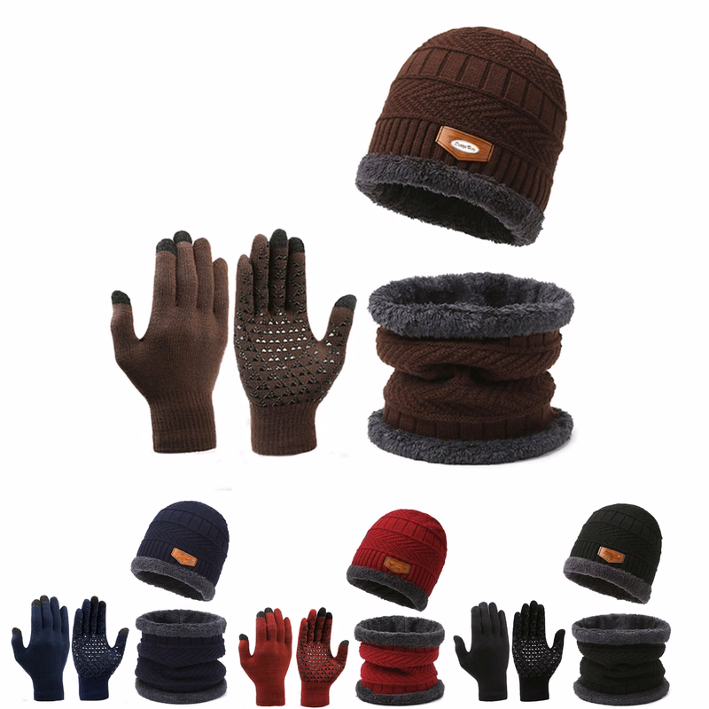 Winter Beanie, Scarf & Gloves Set Soft Knit Slouchy Hat
