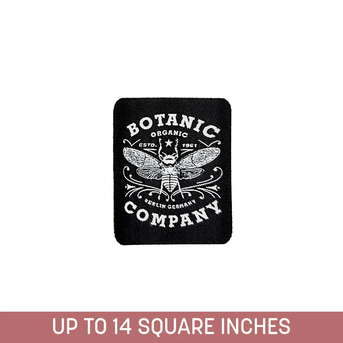 Woven Label Up To 14 Sq. Inches w/ Embroidery Backing (2-ply) 1