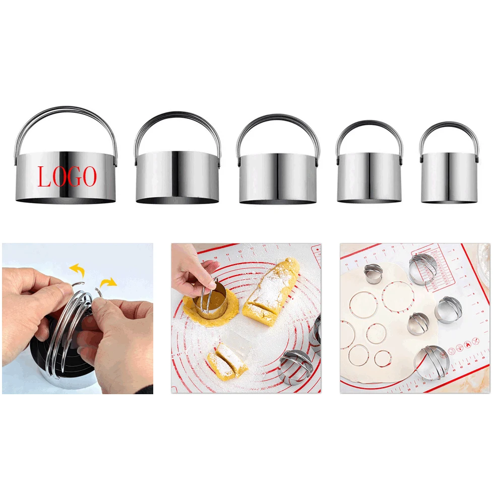 Biscuit Cutter Set (5 Pieces/Set)/Round Cookies Cutter with Handle 1
