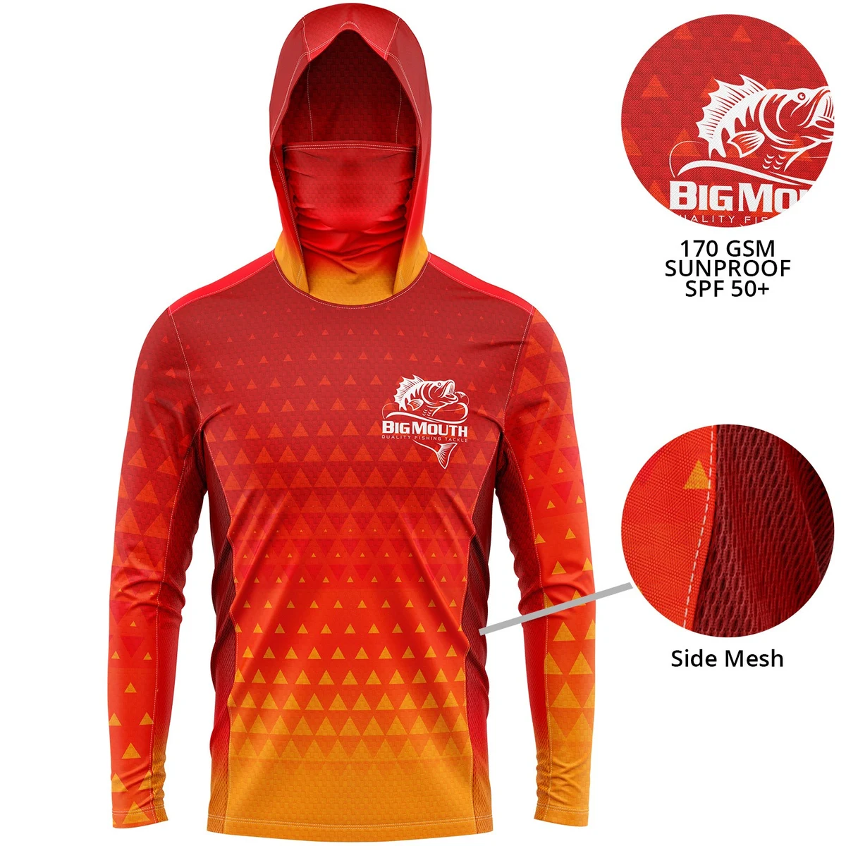 Unisex 170 GSM Sunproof UPF 50+ Fishing Long Sleeve Hoodie T-Shirt with Neck Gaiter 1