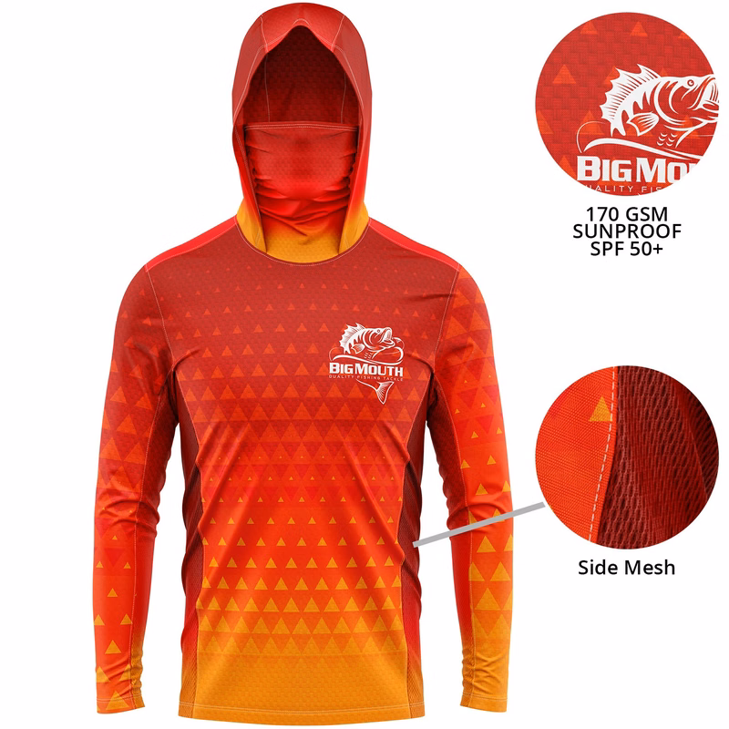 Unisex 170 GSM Sunproof UPF 50+ Fishing Long Sleeve Hoodie T-Shirt with Neck Gaiter