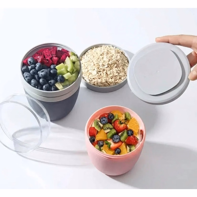 Double Layer Portable Cereal and Yogurt Cup Lunch Container
