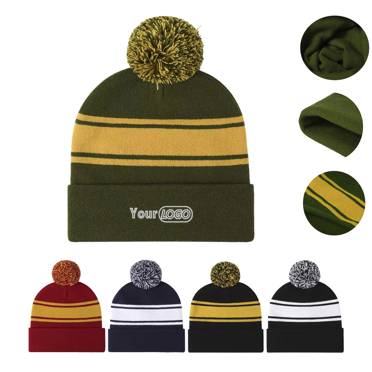 Personalized Striped Beanie Hat 1