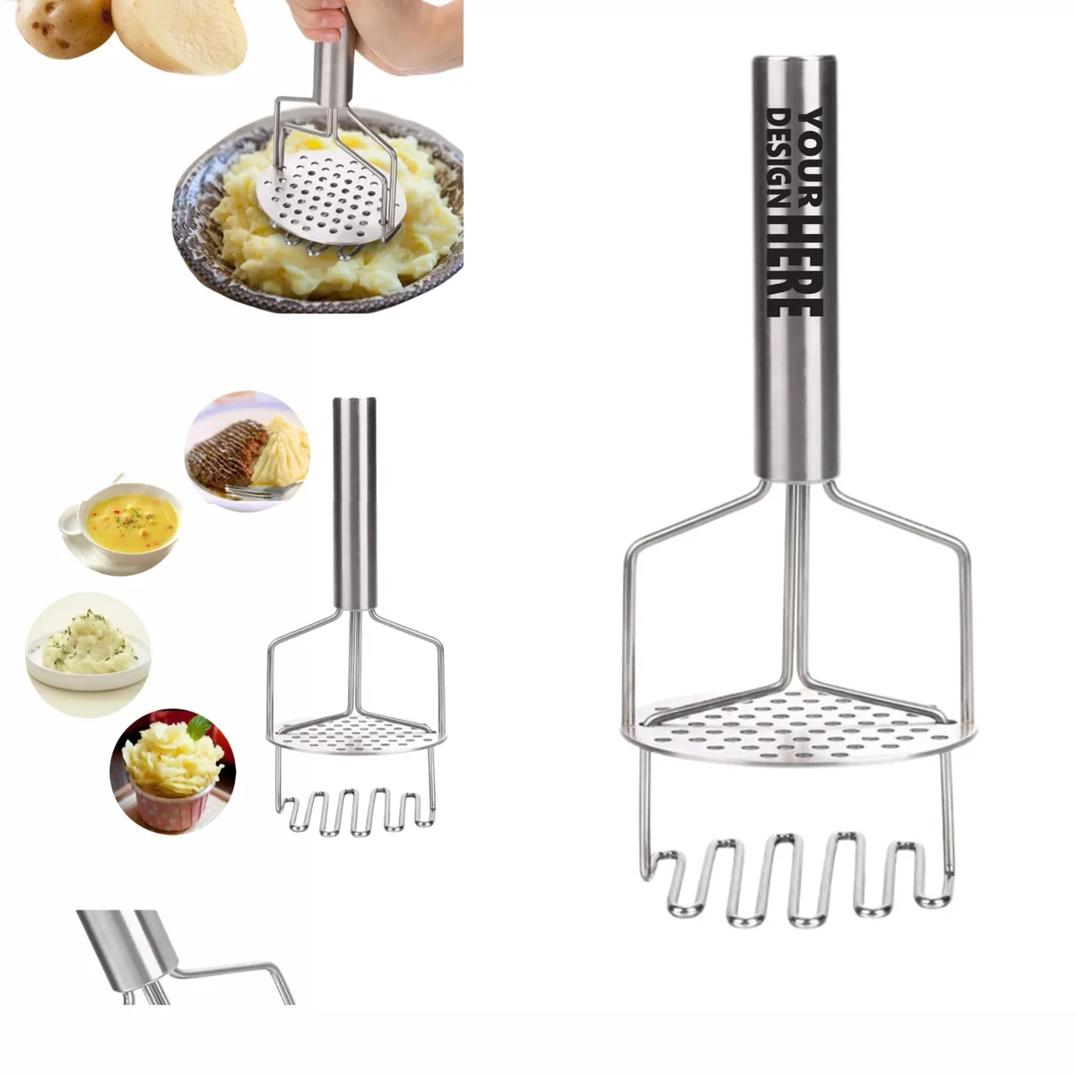 Double-Layer Stainless Steel Manual Potato Masher & Salad To 1