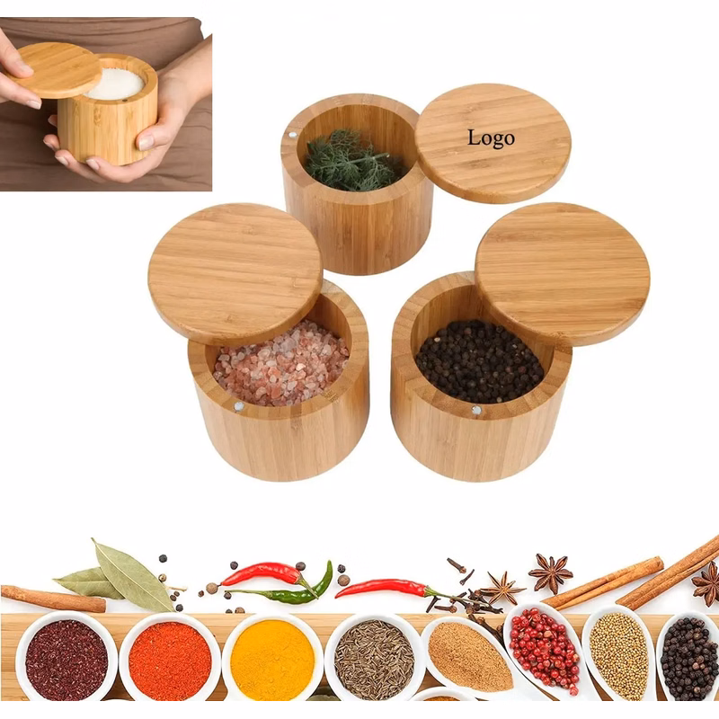 Bamboo Storage Box with Magnetic Swivel Lid Organizer