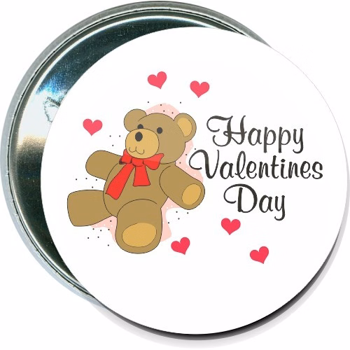 Happy Valentines Day, Teady Bear, Holiday Button