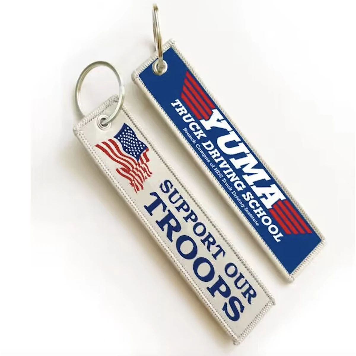 Double-sided Embroidery LOGO Ribbon Fabric Keychian 1