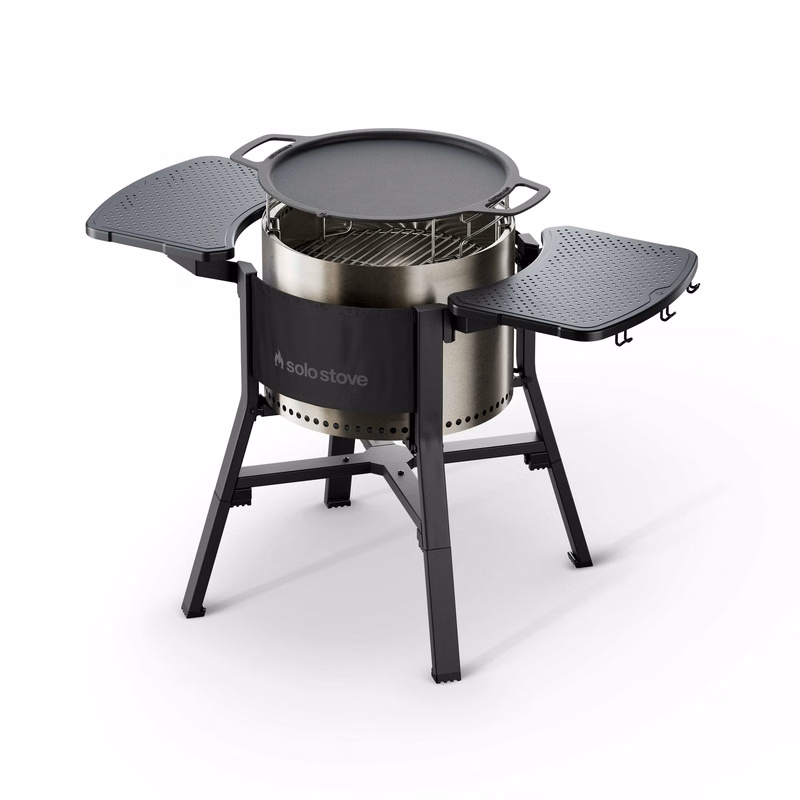 Solo Stove - Bonfire 19.5" Fire Pit Cast Iron GRIDDLE Cookout Bundle with Stand