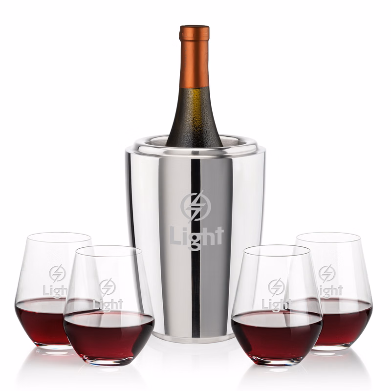 Pescara Wine Cooler & Reina Stemless Wine Set