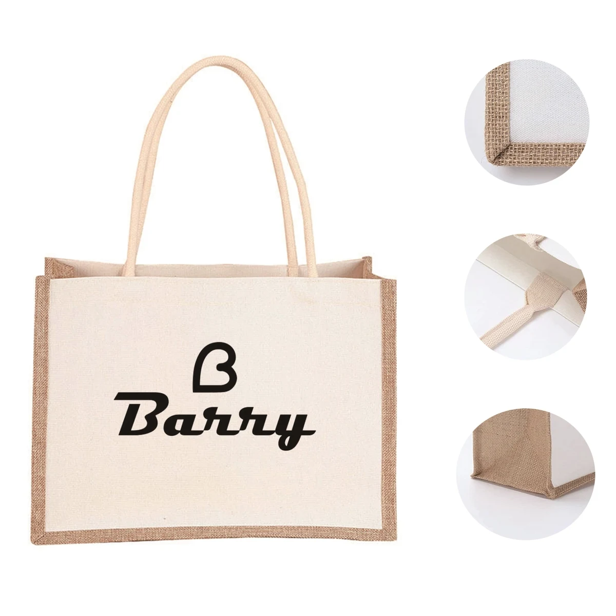 Large Linen Capacity Shopping Bag, custom tote bag with logo imprint 1