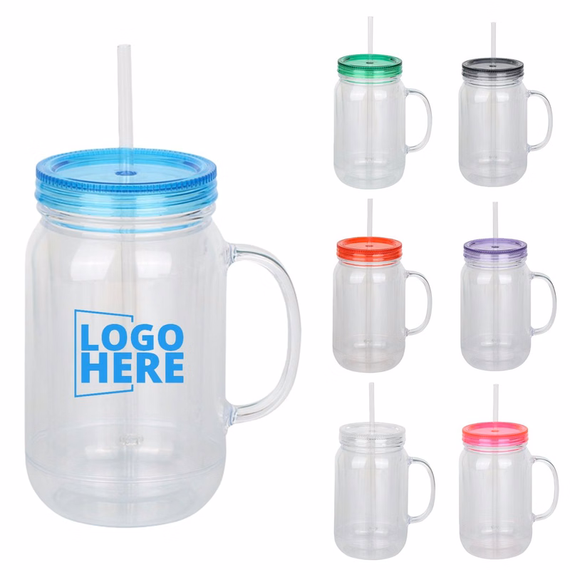 22oz Double Wall Mason Jar with Straw