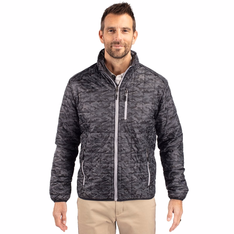 Cutter & Buck Rainier Recycled Insulated Printed Puffer Mens Full Zip Jacket