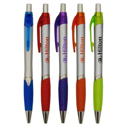 Union Printed "Lucky" Silver Clicker Pen w/ Colored Trim 1