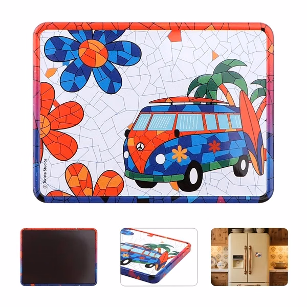 Custom 3.15x2.35 Tinplate Metal Fridge Magnet — Full-Color Desk Accessory