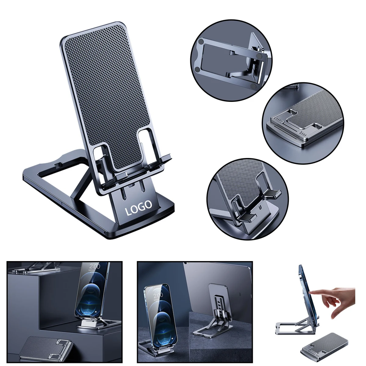 Foldable Portable Aluminum Desktop Phone Holder 1