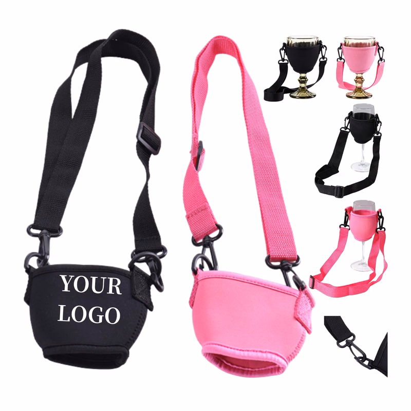 Wine Glass Sleeve Neoprene Carry Strap