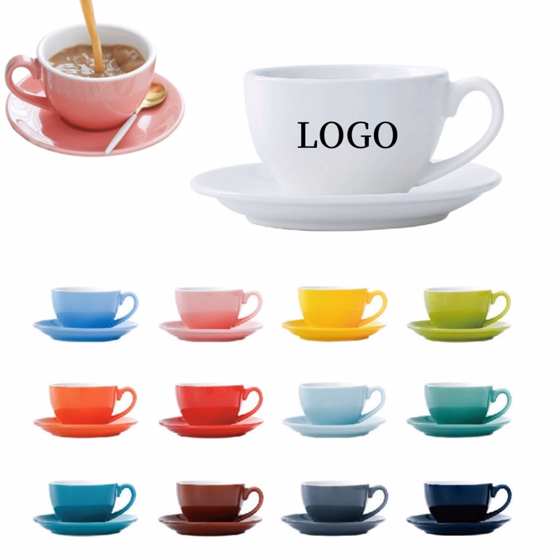 7.4 Oz Ceramic Coffee Cup with Saucer