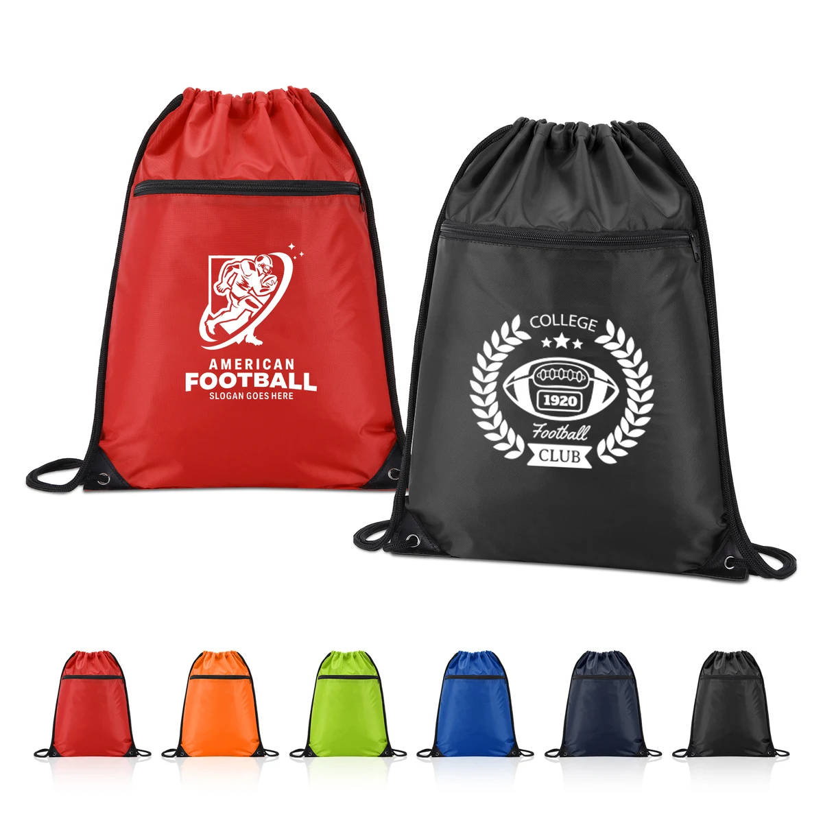 420D RPET Drawstring Backpack With Zipper 1