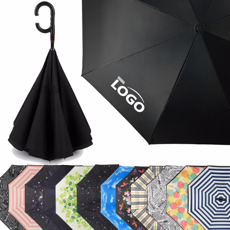 Fold C-Shaped Handle Reverse Umbrella Inverted Double Layer