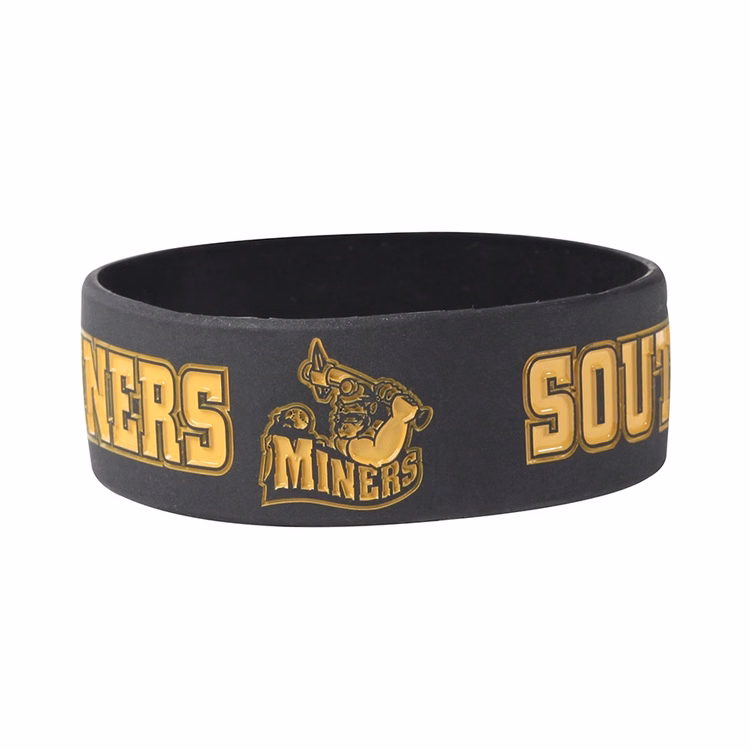 1" Debossed Silicone Wristband with Colorfill