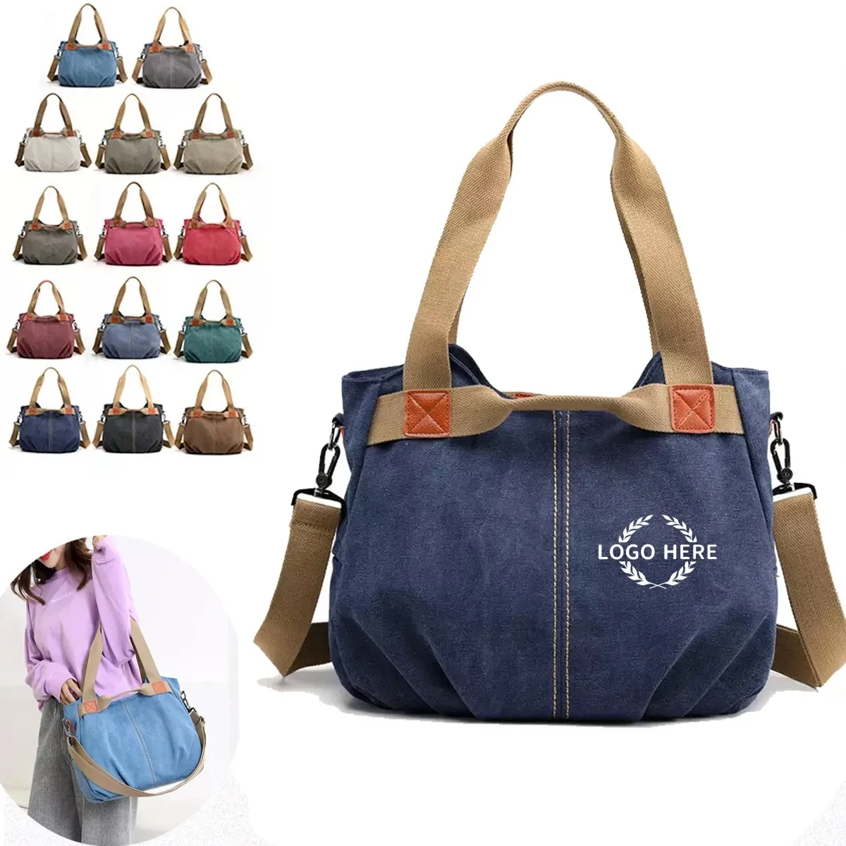 3 In 1 Women's Vintage Canvas Daily Bag 1
