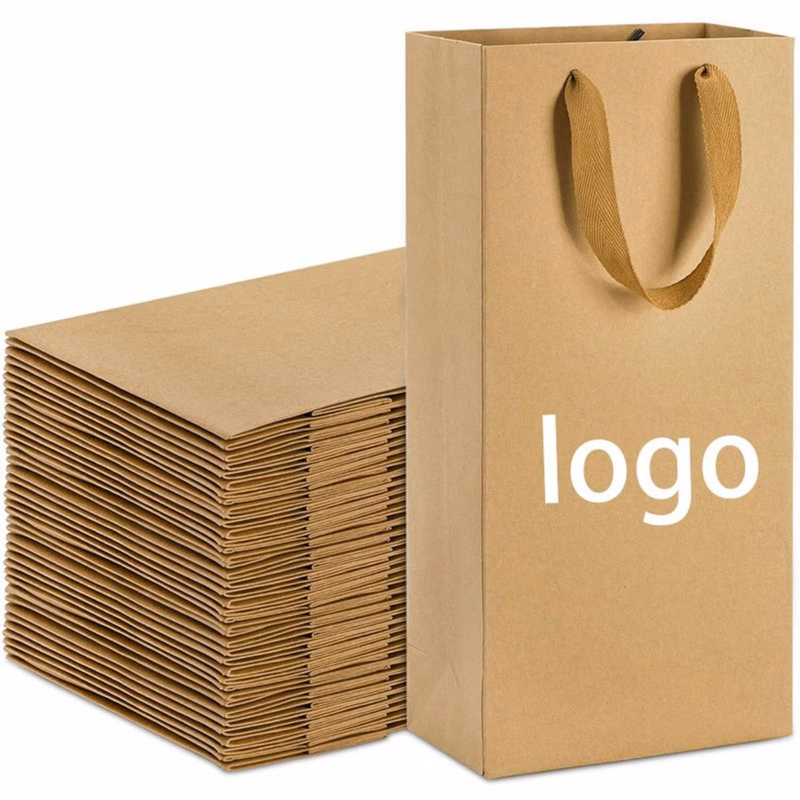 Premium Kraft Paper Dual Wine Bottle Tote Bag