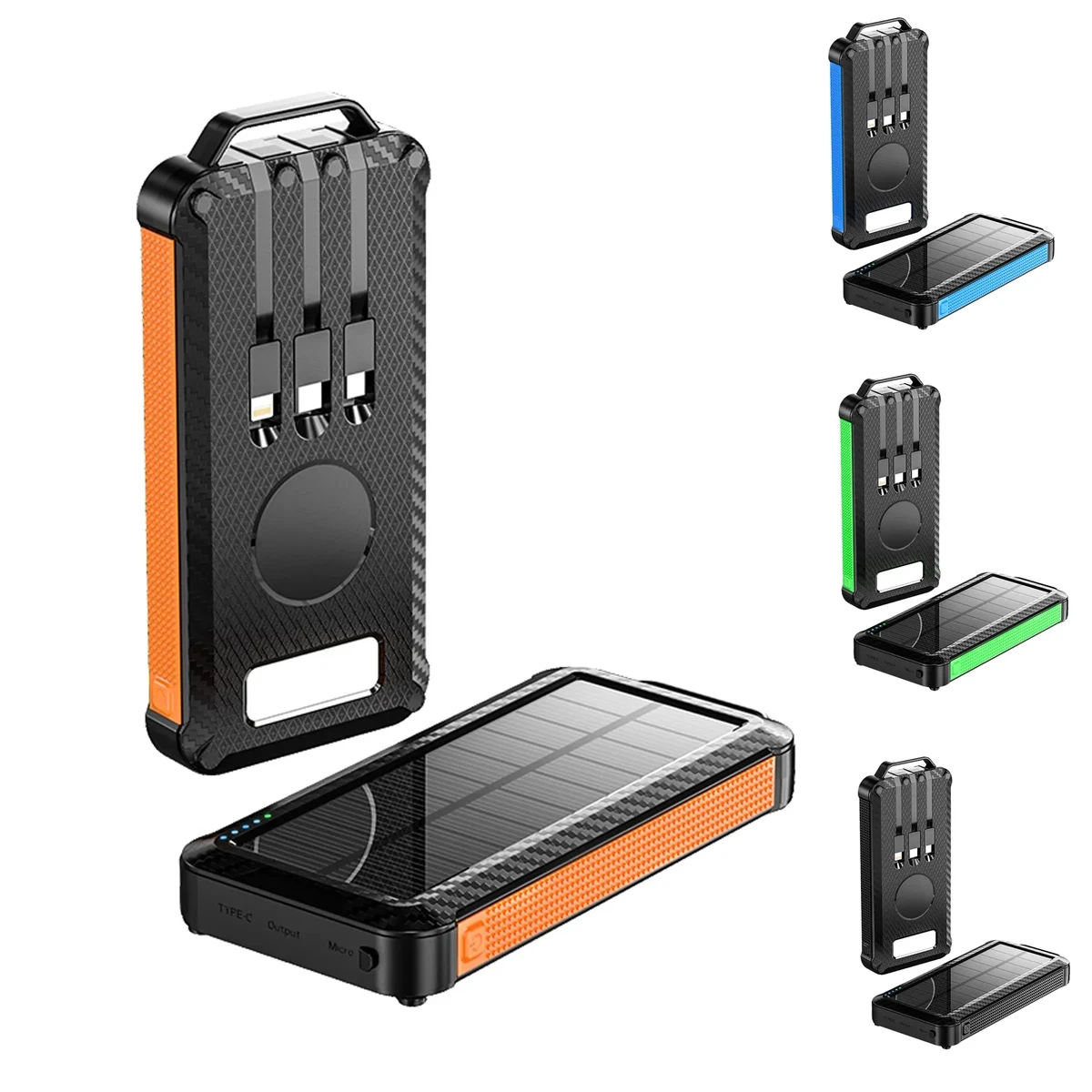 Solar Power Bank and Wireless Charger Built-in Cable 1