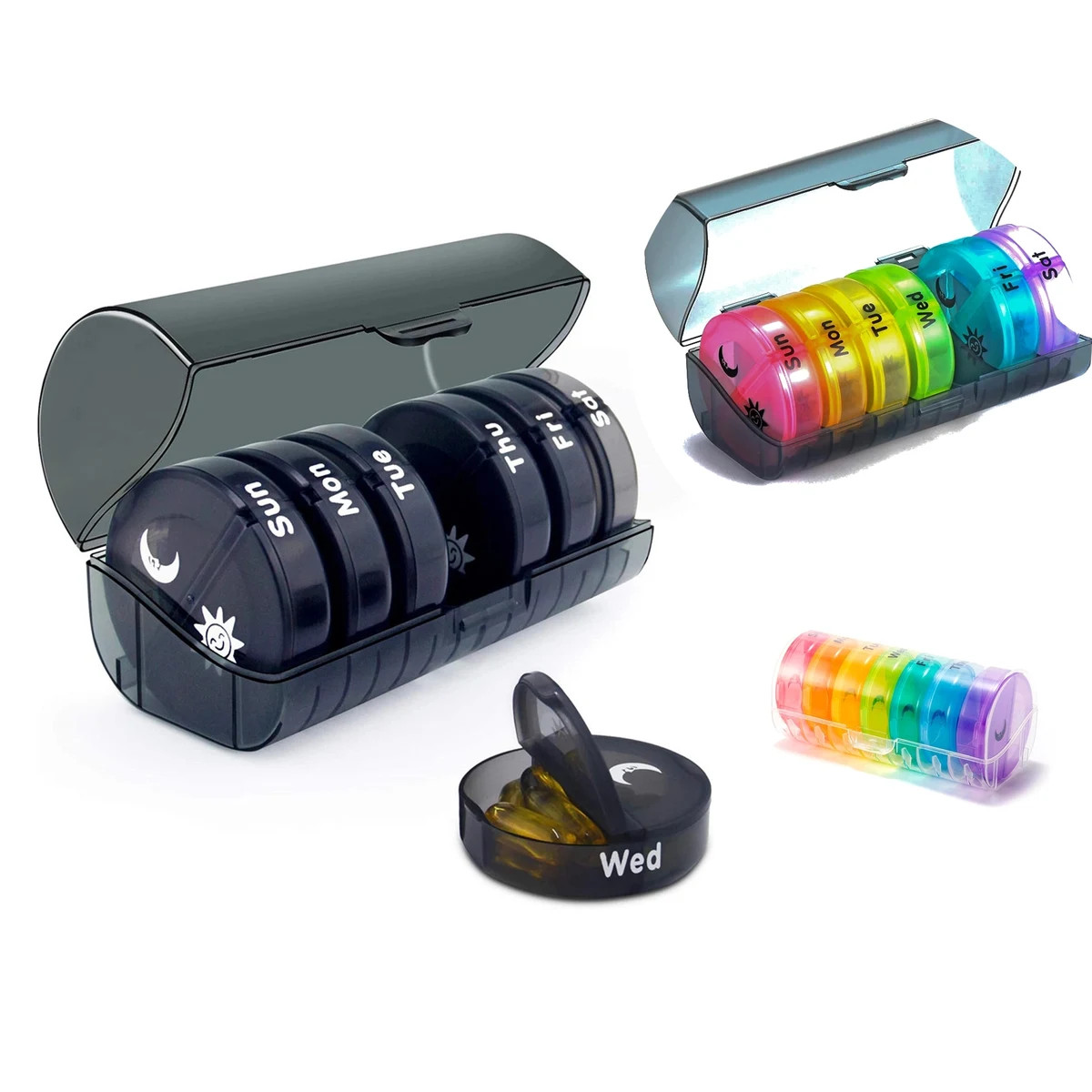 Round Travel Split Pill Box 1