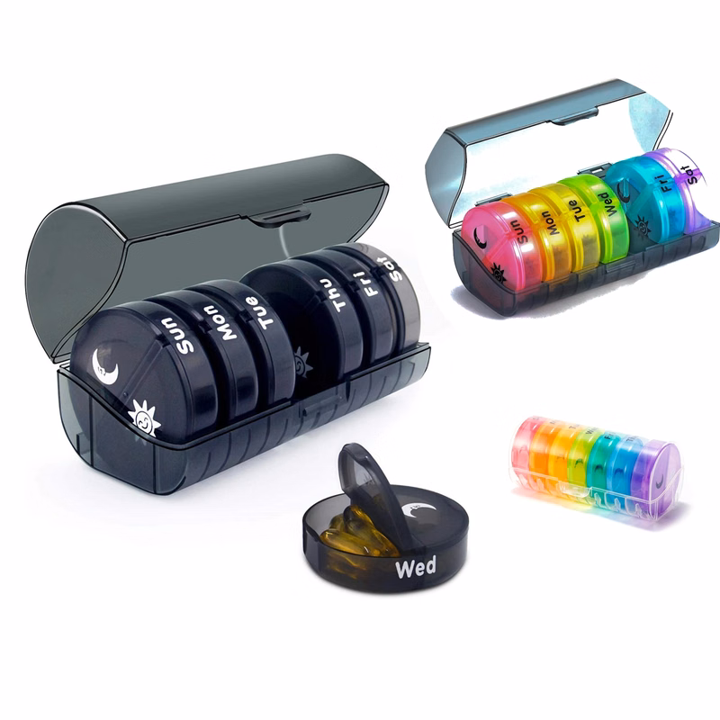 Round Travel Split Pill Box