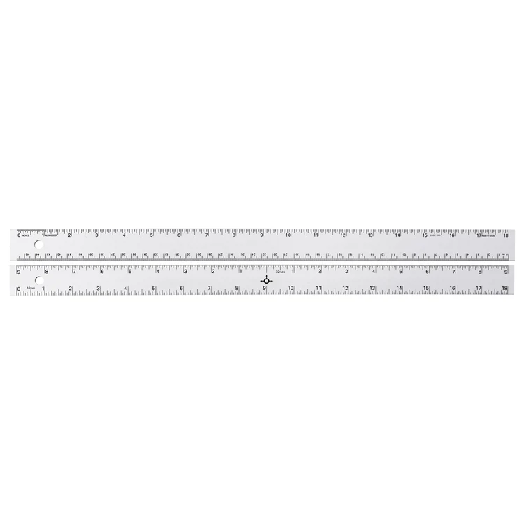 18" Straight Edge Aluminum Ruler with Center-Finding Back 1