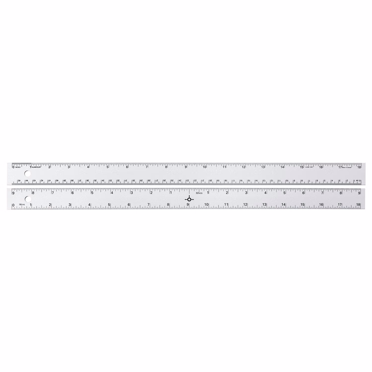 18" Straight Edge Aluminum Ruler with Center-Finding Back