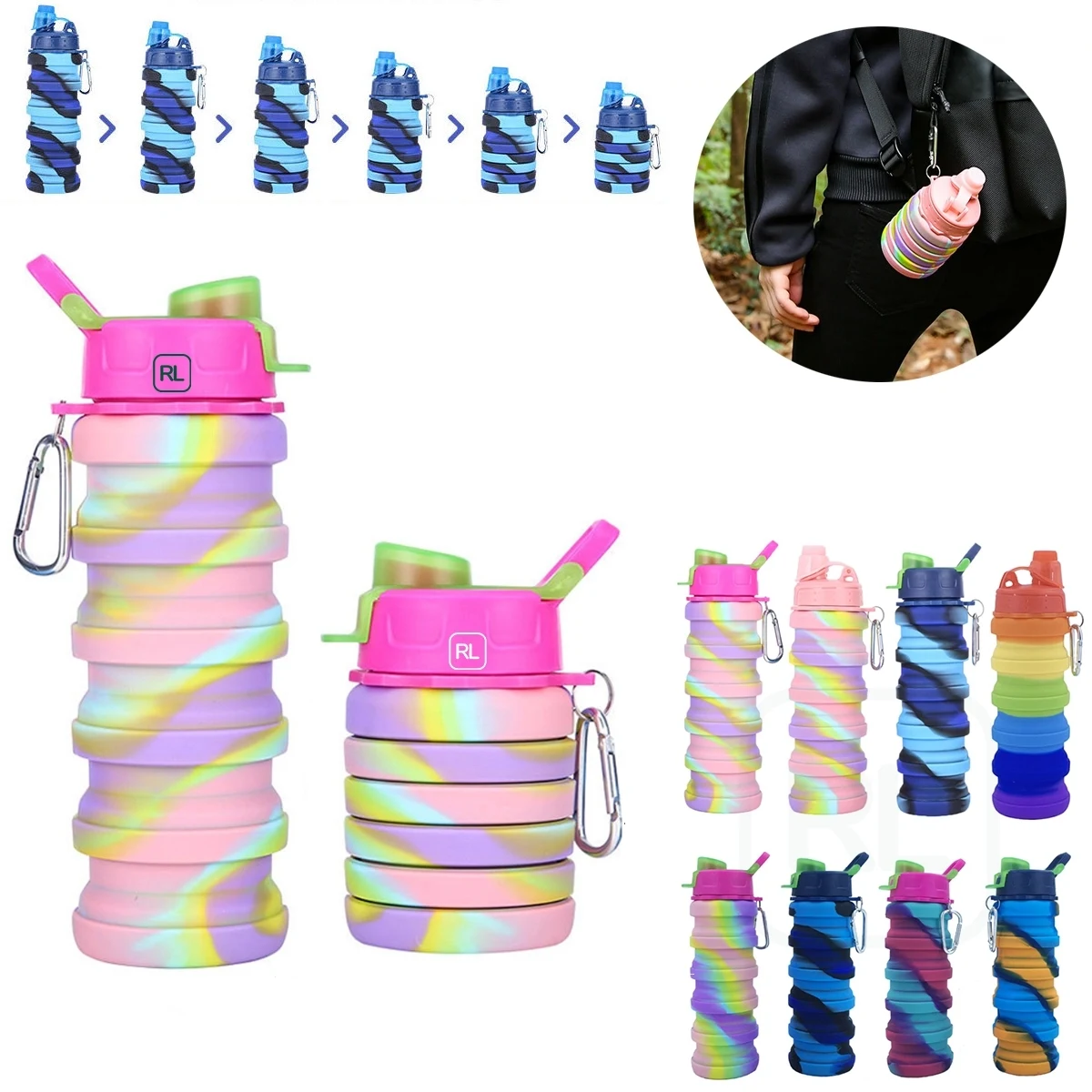 17 Oz Collapsible Silicone Water Bottle 1