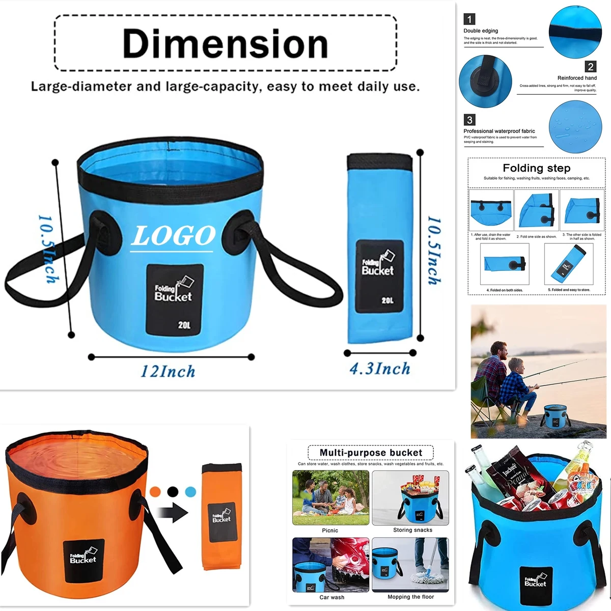 20L Foldable Waterproof Bucket 1