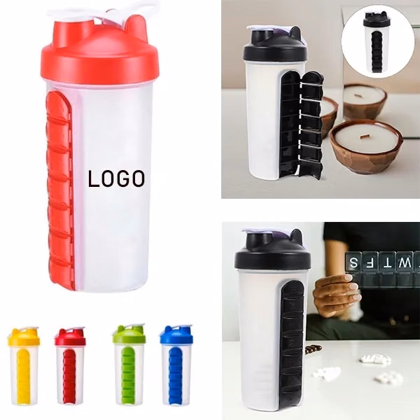 Shaker Bottles for Protein Mixes With Pill Organizer